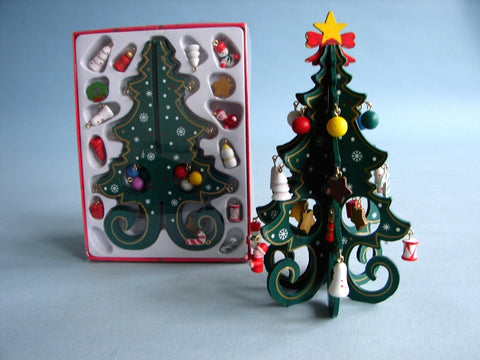 Wooden deco tree green 20 cm