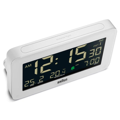 Braun Digital Vekkerklokke Dato/Temperatur Hvit - Norway Designs