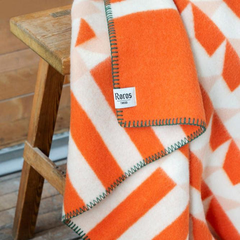 Røros Tweed Kvam Pledd Orange Throw - Norway Designs 