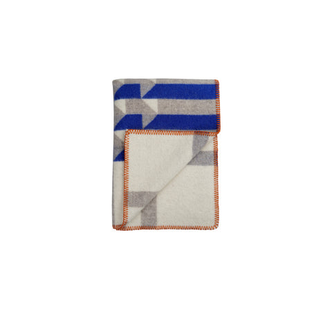 Røros Tweed Kvam Pledd Blue Throw - Norway Designs 