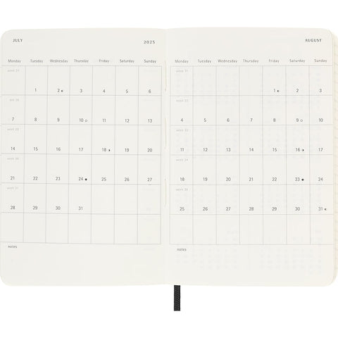 Planner 2025 12m Soft P. Uke/Notat - Svart