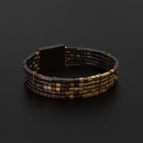 Deco Echo - Armbånd Sølv Forgylt/Brun/Svart - Norway Designs