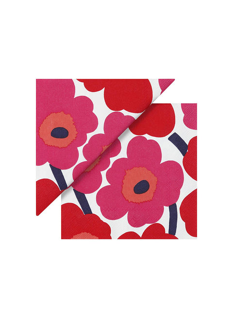 Marimekko Unikko - Papirservietter 40x40cm Rød/Rosa - Norway Designs